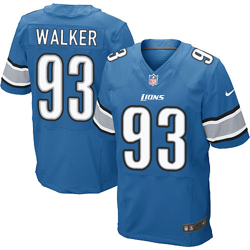 Men's Elite Tyrunn Walker Nike Jersey Light Blue Home - #93 NFL Detroit Lions